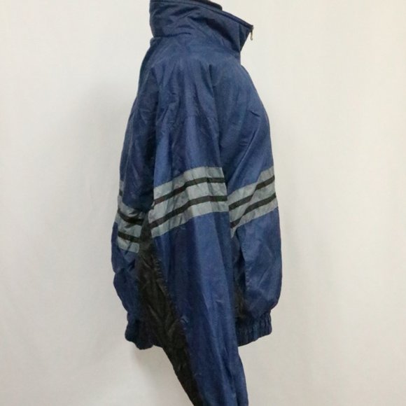 PROACTIVE 90s Navy Striped Zip Up Windbreaker VTG - Picture 6 of 6
